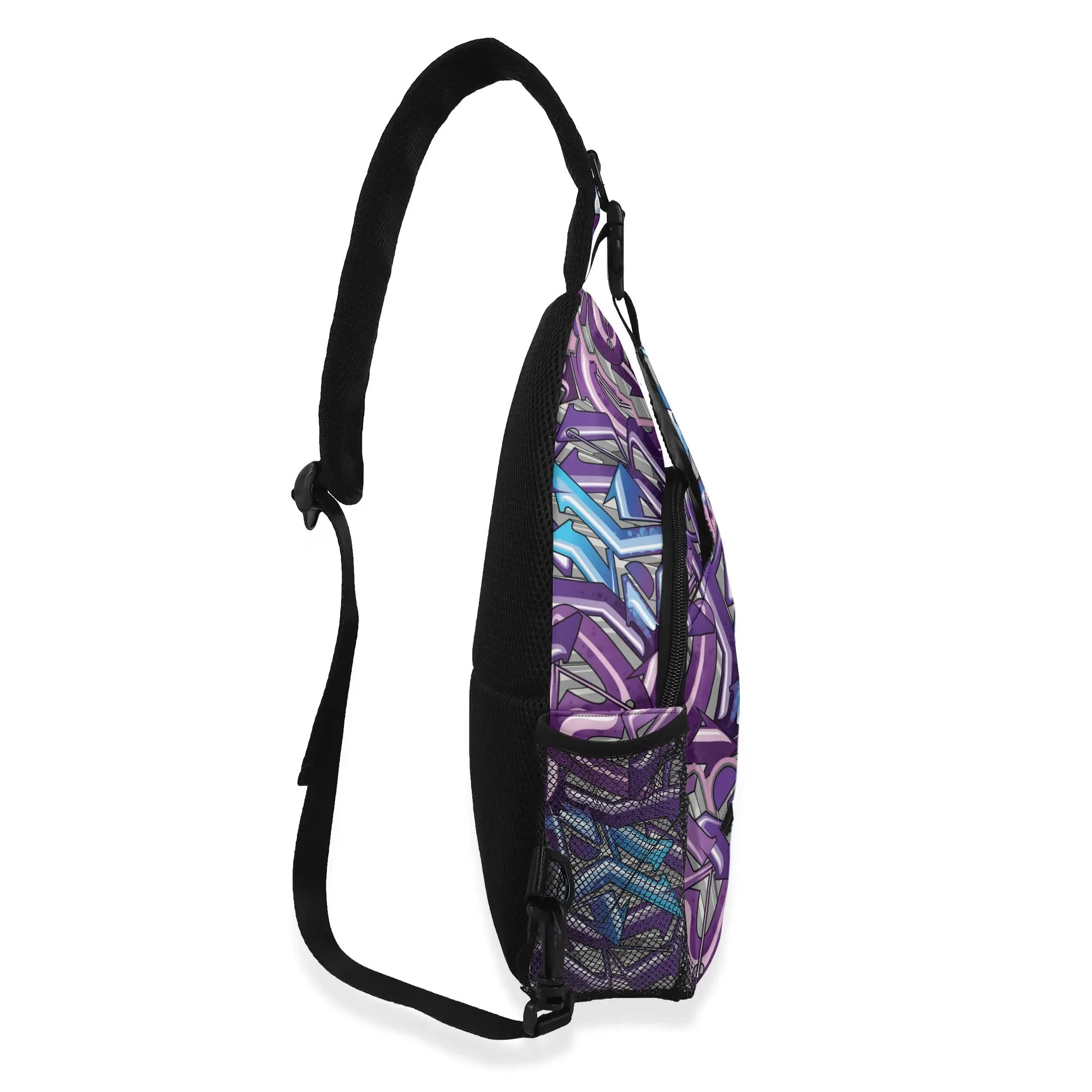 AOP Graffiti Chest Crossbody Bag with Adjustable Strap Stykonz Purple Wildstyle