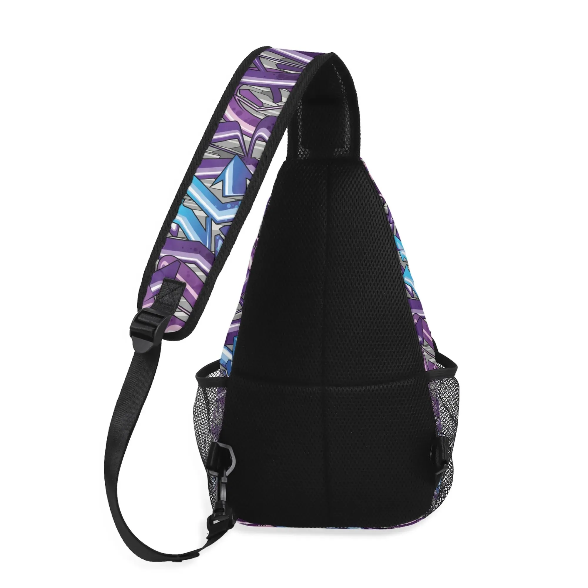 AOP Graffiti Chest Crossbody Bag with Adjustable Strap Stykonz Purple Wildstyle