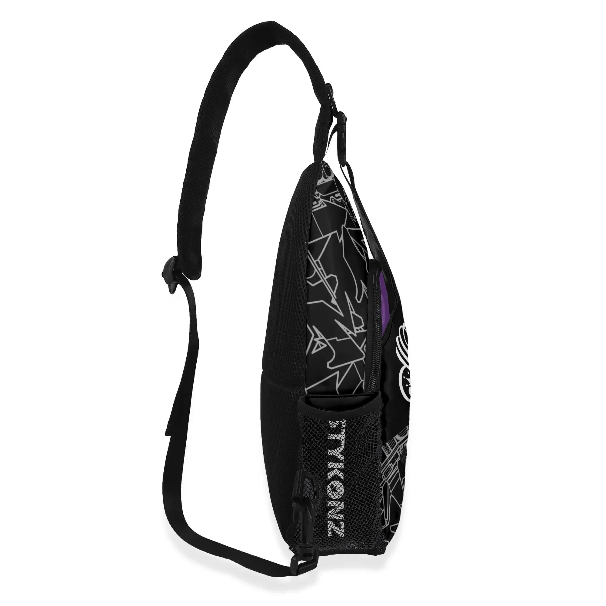 AOP Graffiti Chest Crossbody Bag with Adjustable Strap White Stykonz Ghost