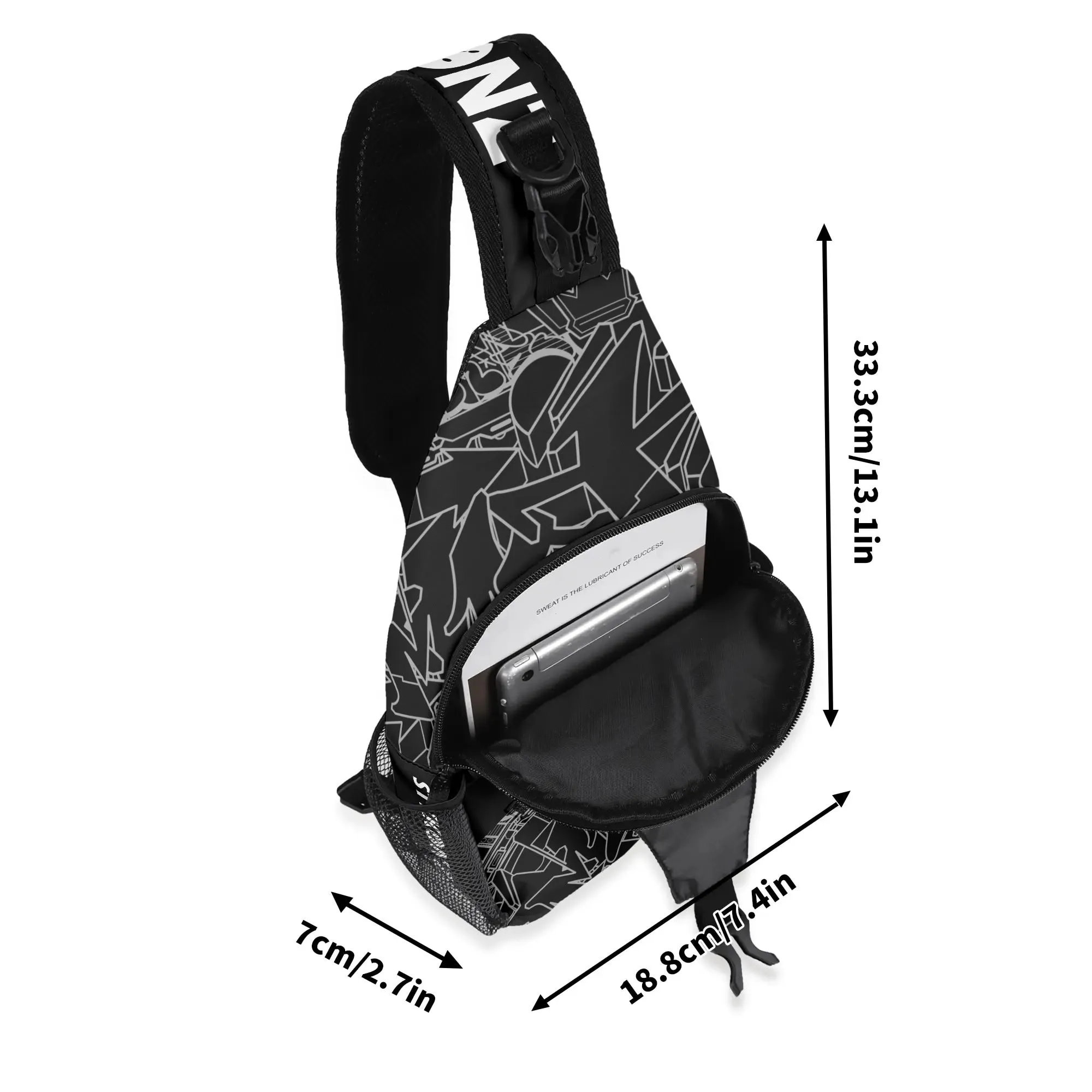 AOP Graffiti Chest Crossbody Bag with Adjustable Strap White Stykonz Ghost