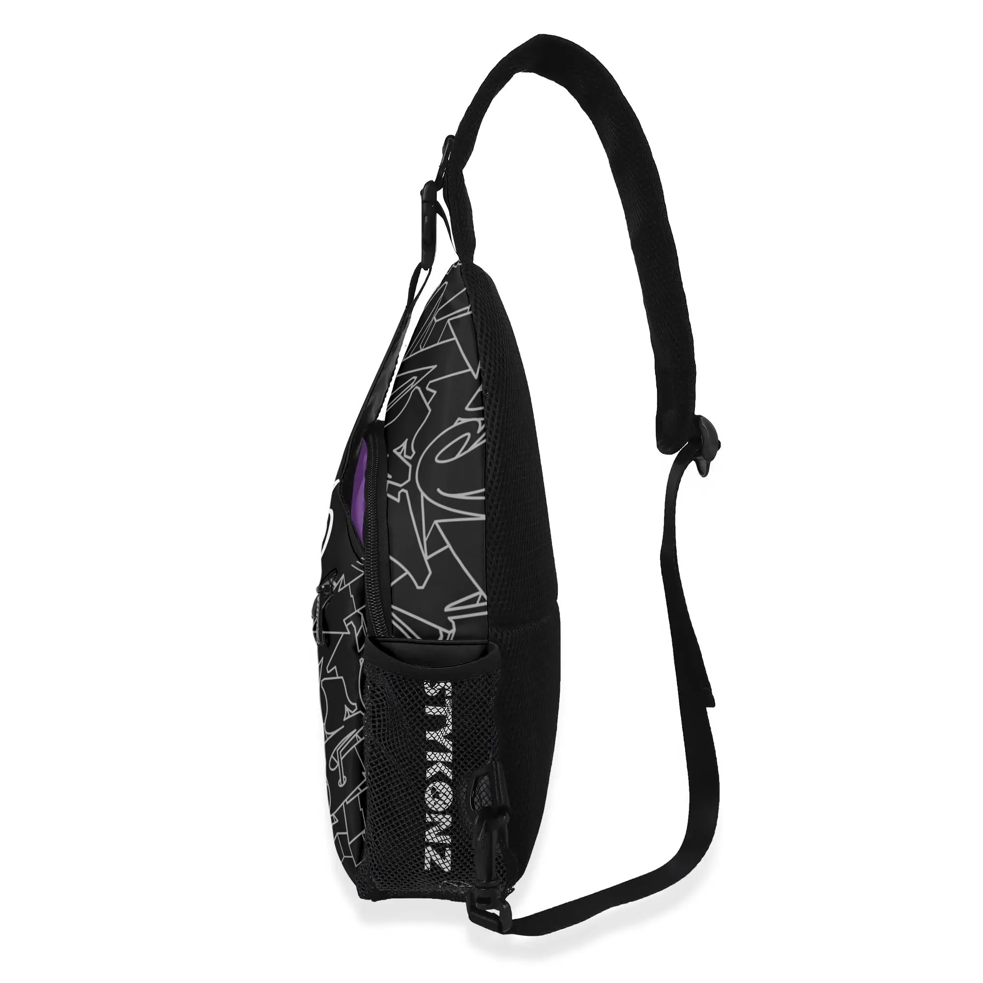 AOP Graffiti Chest Crossbody Bag with Adjustable Strap White Stykonz Ghost