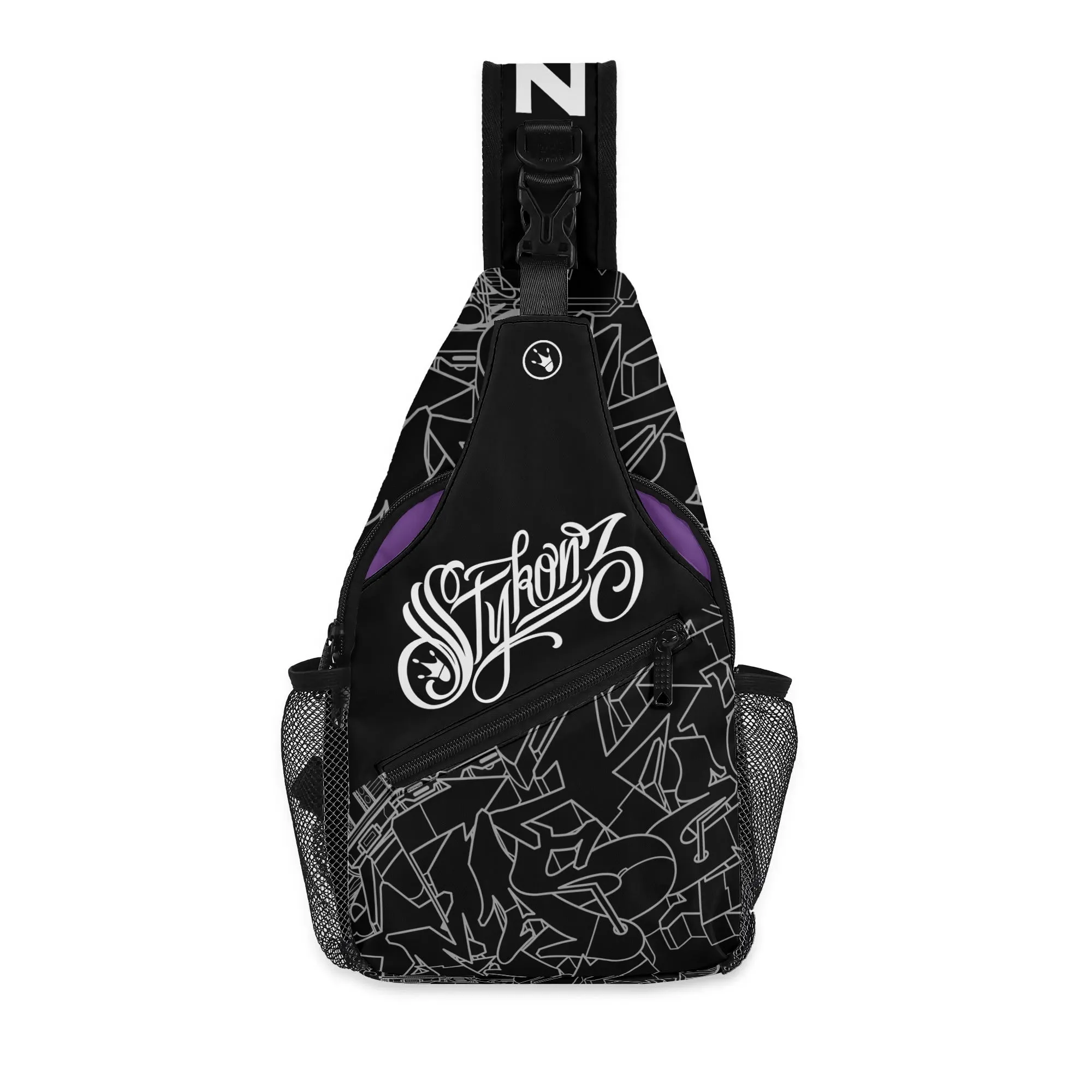 AOP Graffiti Chest Crossbody Bag with Adjustable Strap White Stykonz Ghost