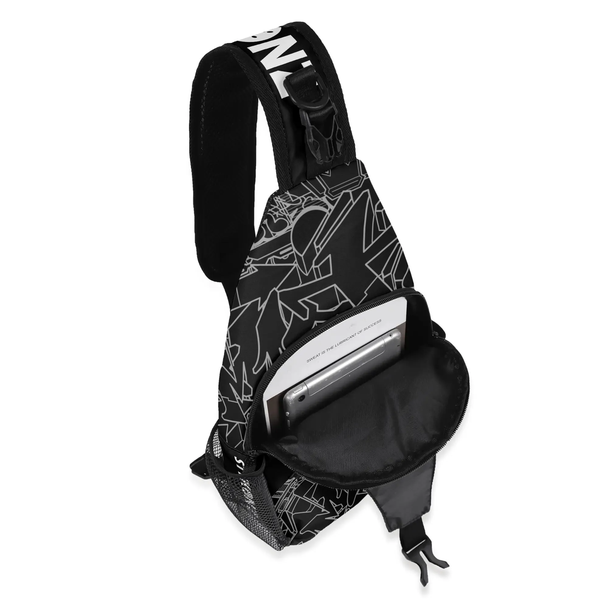 AOP Graffiti Chest Crossbody Bag with Adjustable Strap White Stykonz Ghost