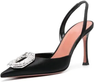 Arqa Women's Satin Slingback Pumps Pointed Toe Crystal-Embellished High Heels Dressy Stilettos Wedding Heeled Sandals