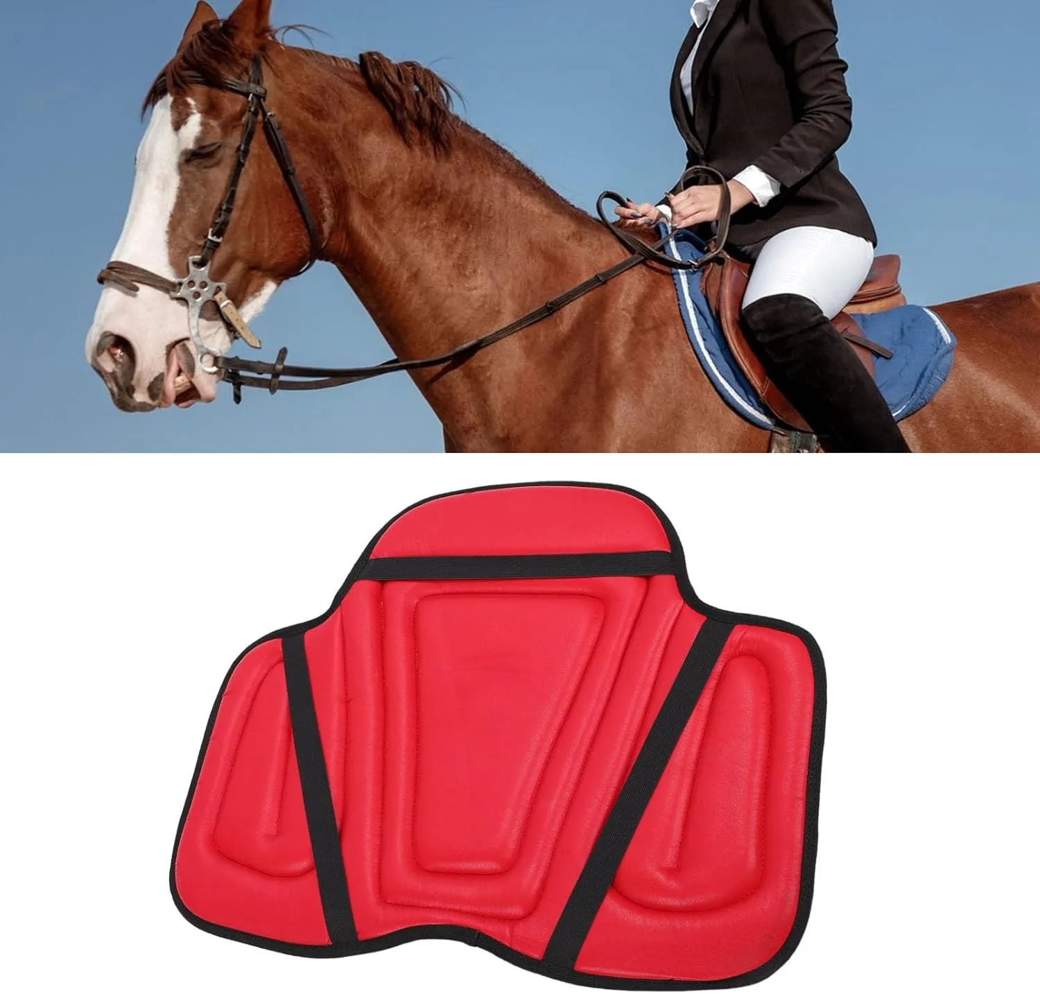 Asixxsix Horse Saddle Pad, PU Leather and Memory Foam Shock Absorbing Western Saddle Pad Equine Supplies, Horse Riding Pad, Anti Slip Equestrian Seat Cushion