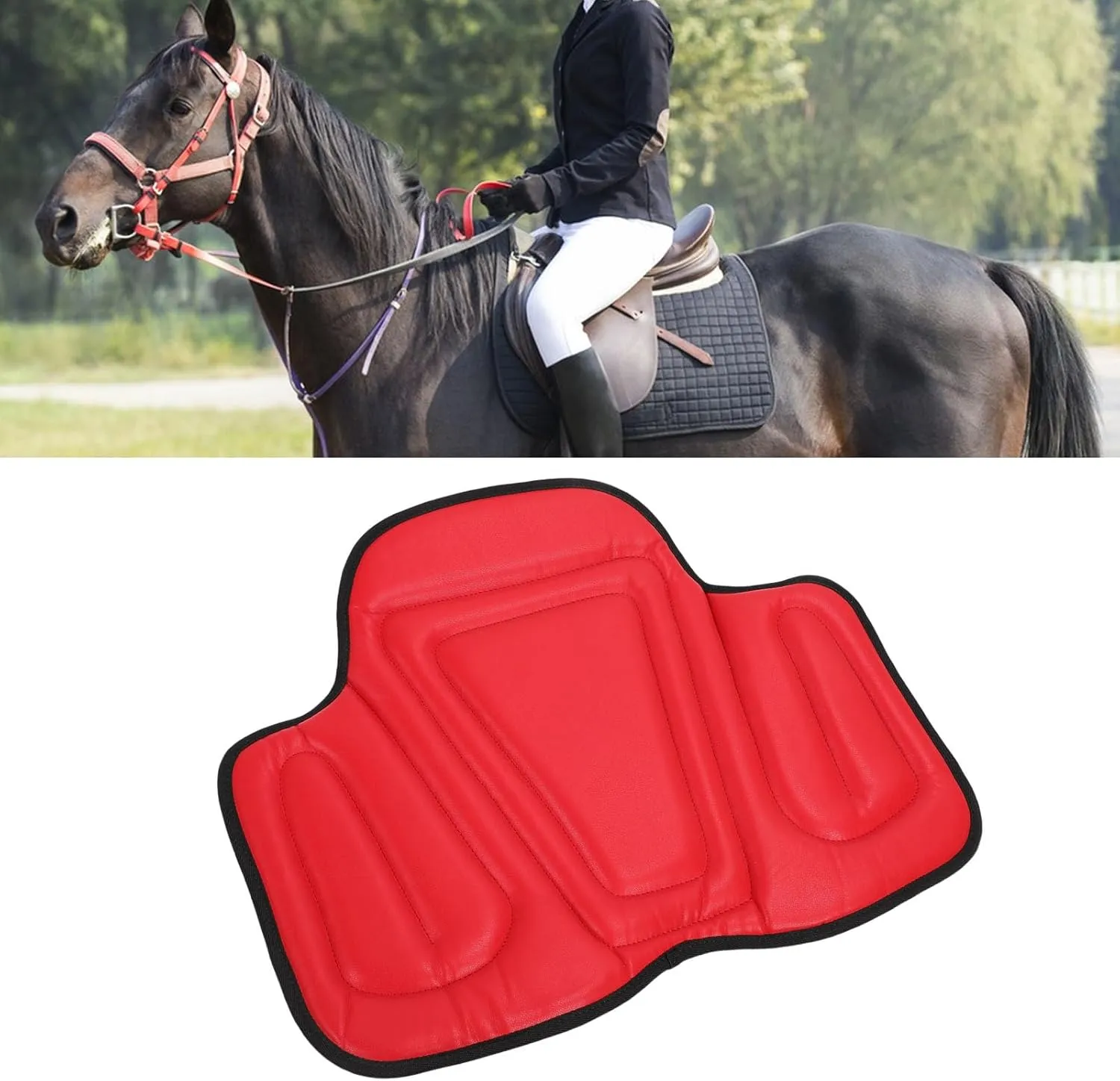 Asixxsix Horse Saddle Pad, PU Leather and Memory Foam Shock Absorbing Western Saddle Pad Equine Supplies, Horse Riding Pad, Anti Slip Equestrian Seat Cushion