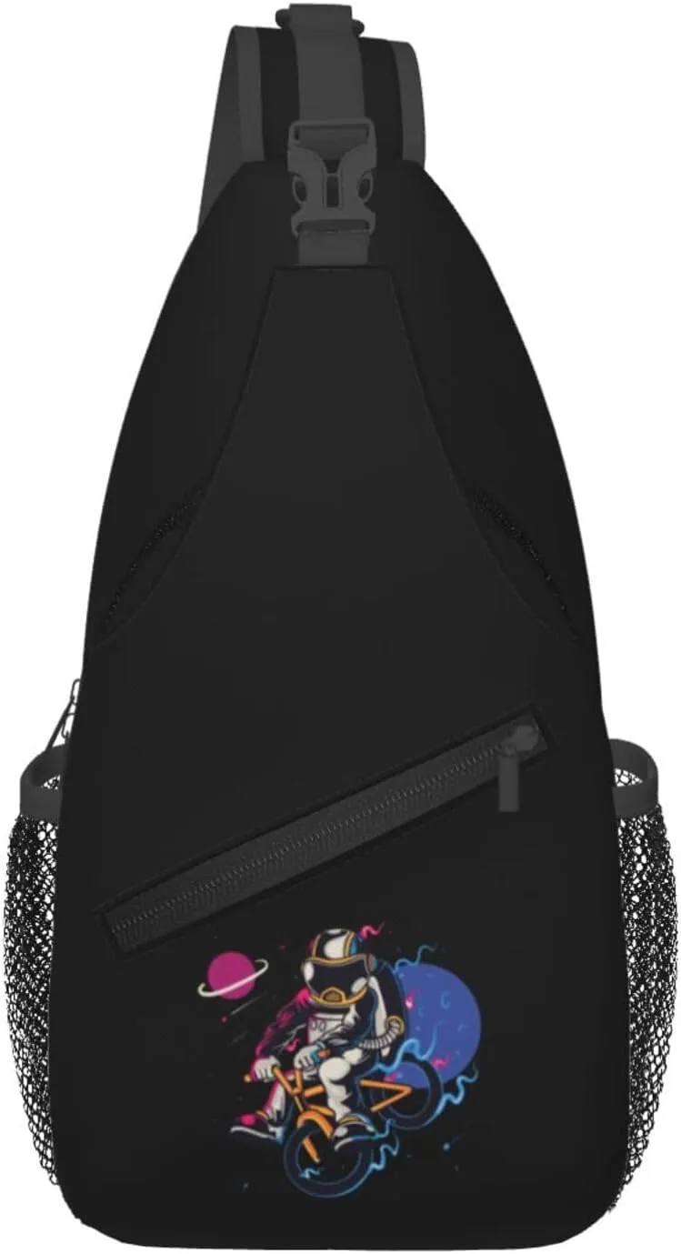Astronauts Riding Bicycles Crossbody Bags For Women Men Chest Backpack Gym Shoulder Bag Travel Outdoor Sports Casual Crossbody Bags