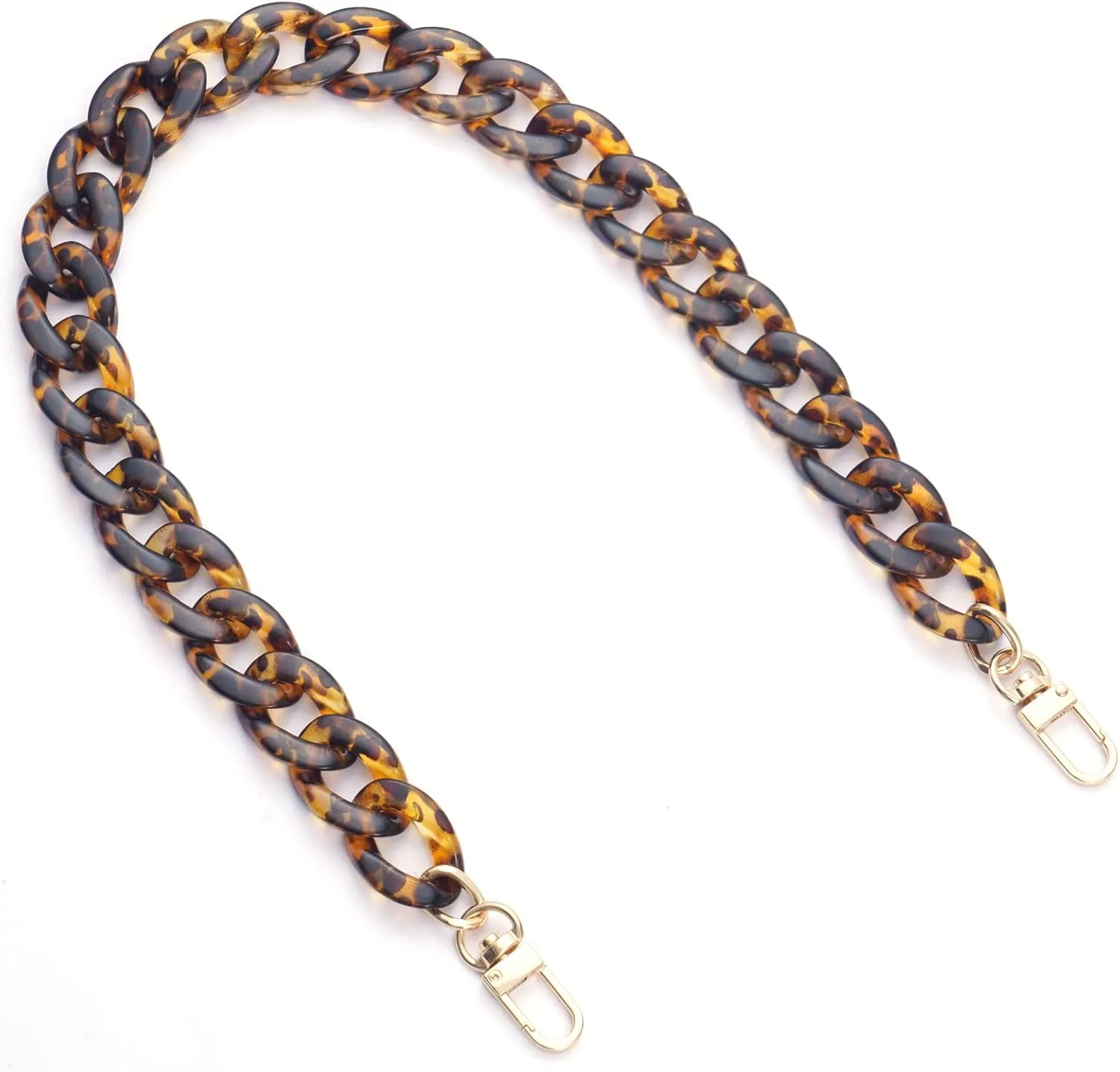 AUMEY 18 inch Oval Acrylic Chain and Clear Hand Bag Chain Set with Buckles