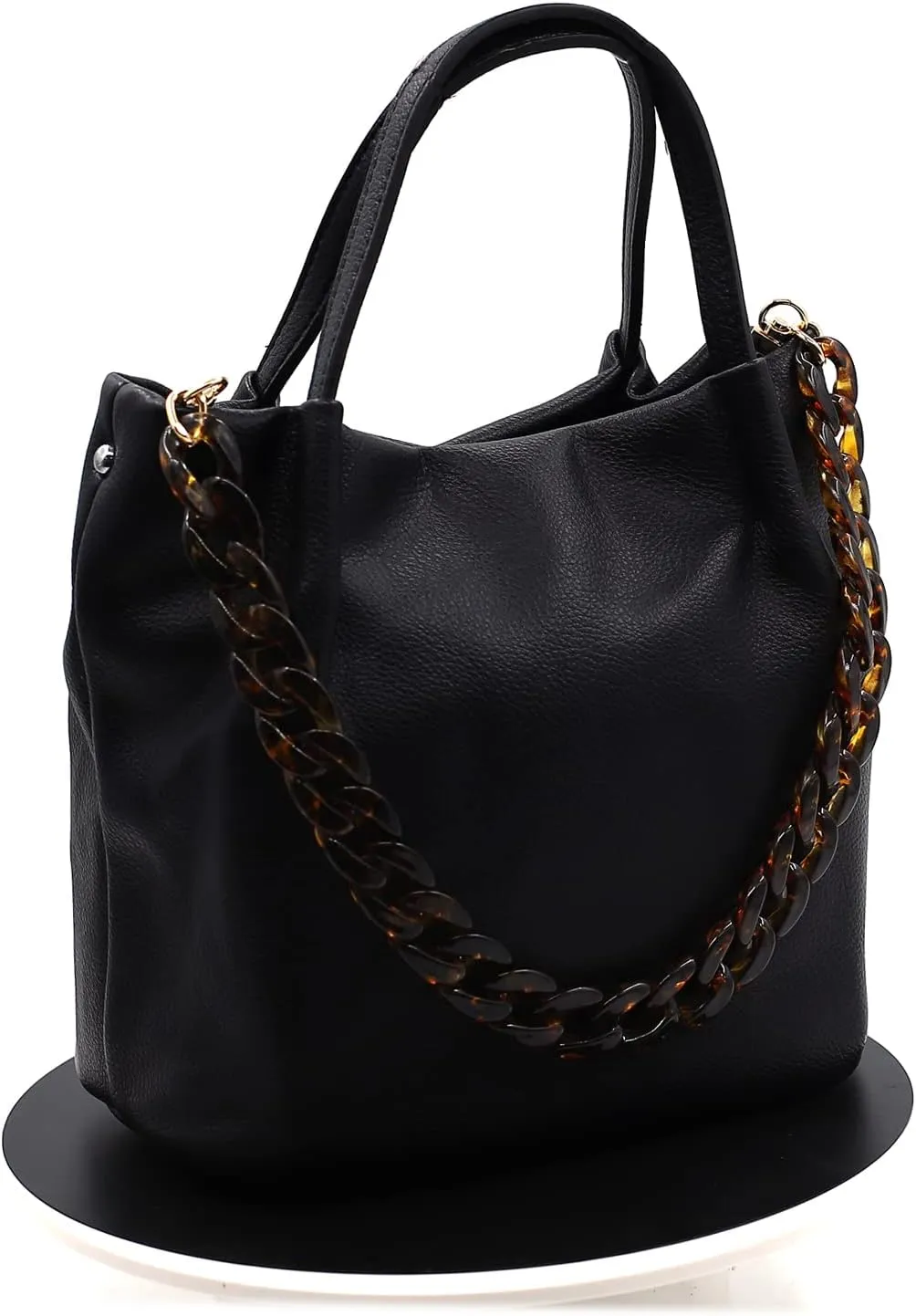 AUMEY 18 inch Oval Acrylic Chain and Clear Hand Bag Chain Set with Buckles
