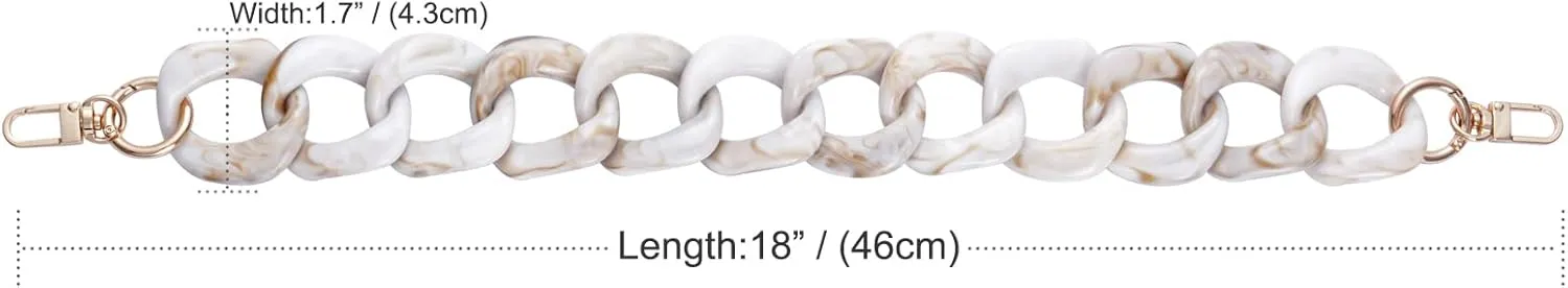 AUMEY 18 inch Oval Acrylic Chain and Clear Hand Bag Chain Set with Buckles