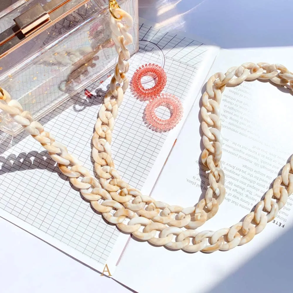 Aumey Clear White Black Brown Acrylic Chain Clutch Purse Strap Handles Bag Handbag Purse Replacement Chains 40 Inches