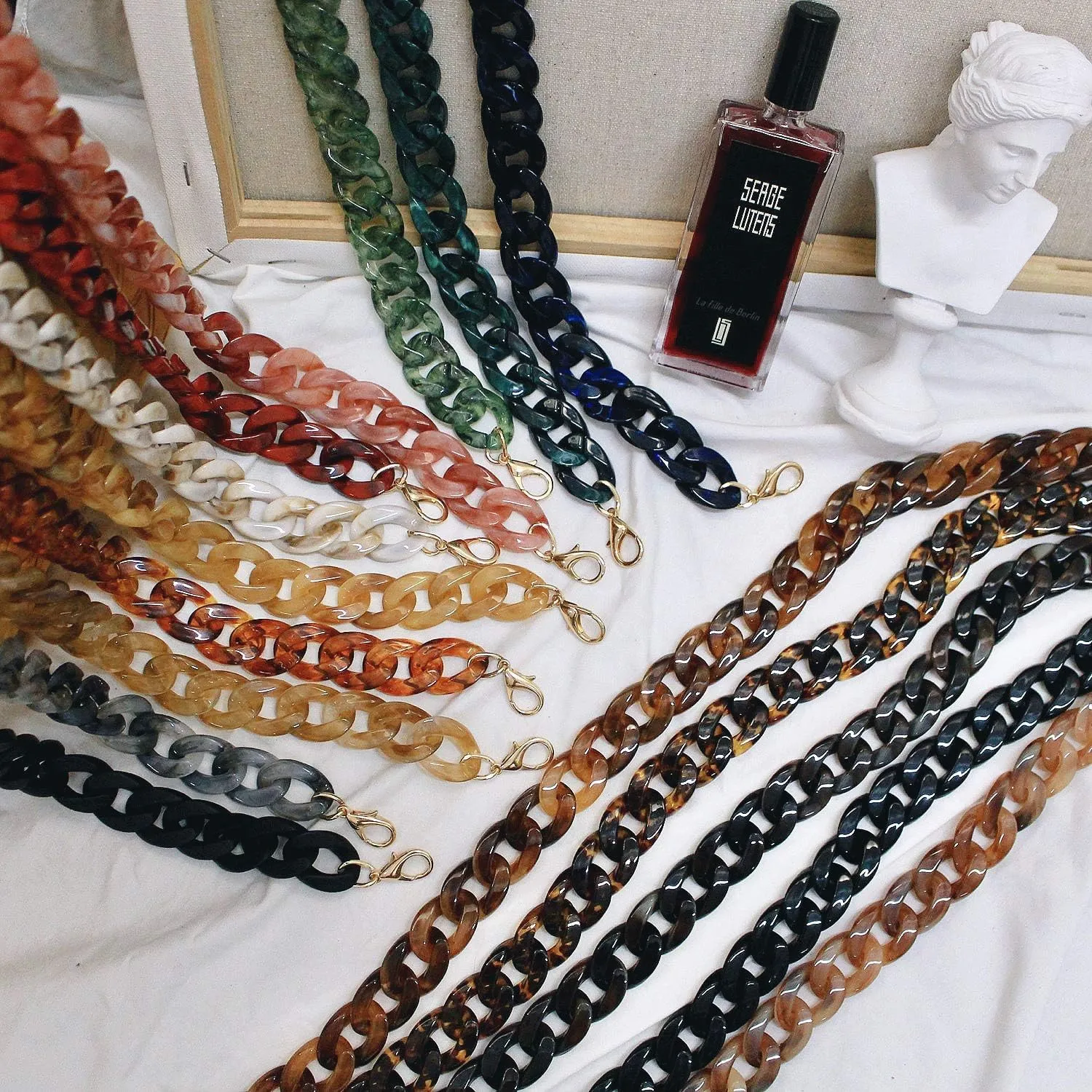 Aumey Clear White Black Brown Acrylic Chain Clutch Purse Strap Handles Bag Handbag Purse Replacement Chains 40 Inches