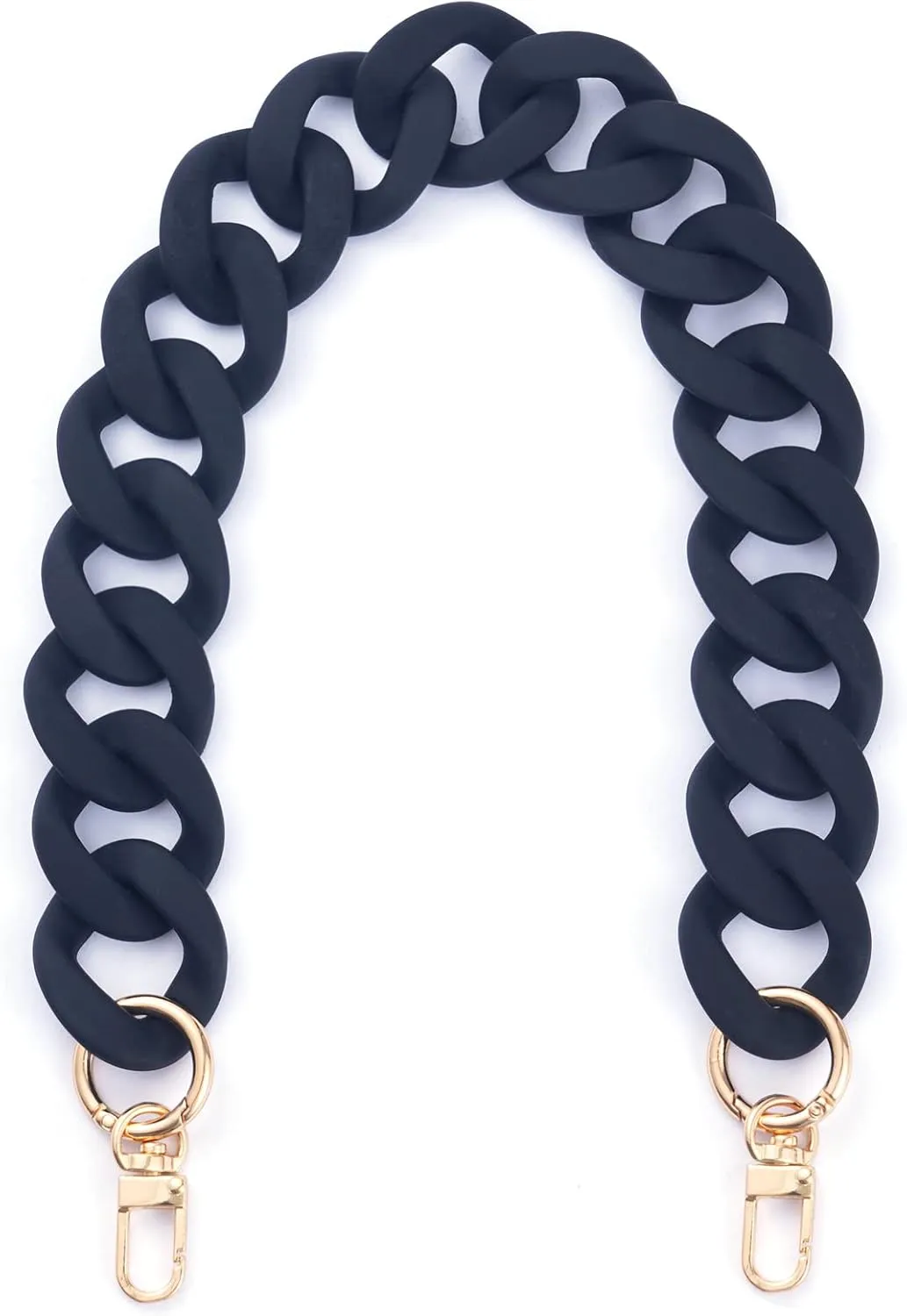 AUMEY Large Flat Chain Strap - Acrylic Luxury Handbag Strap Fashionable Replacement Purse Clutches Handles for DIY Crafts, 15.7 inch of Each … (02- Black)