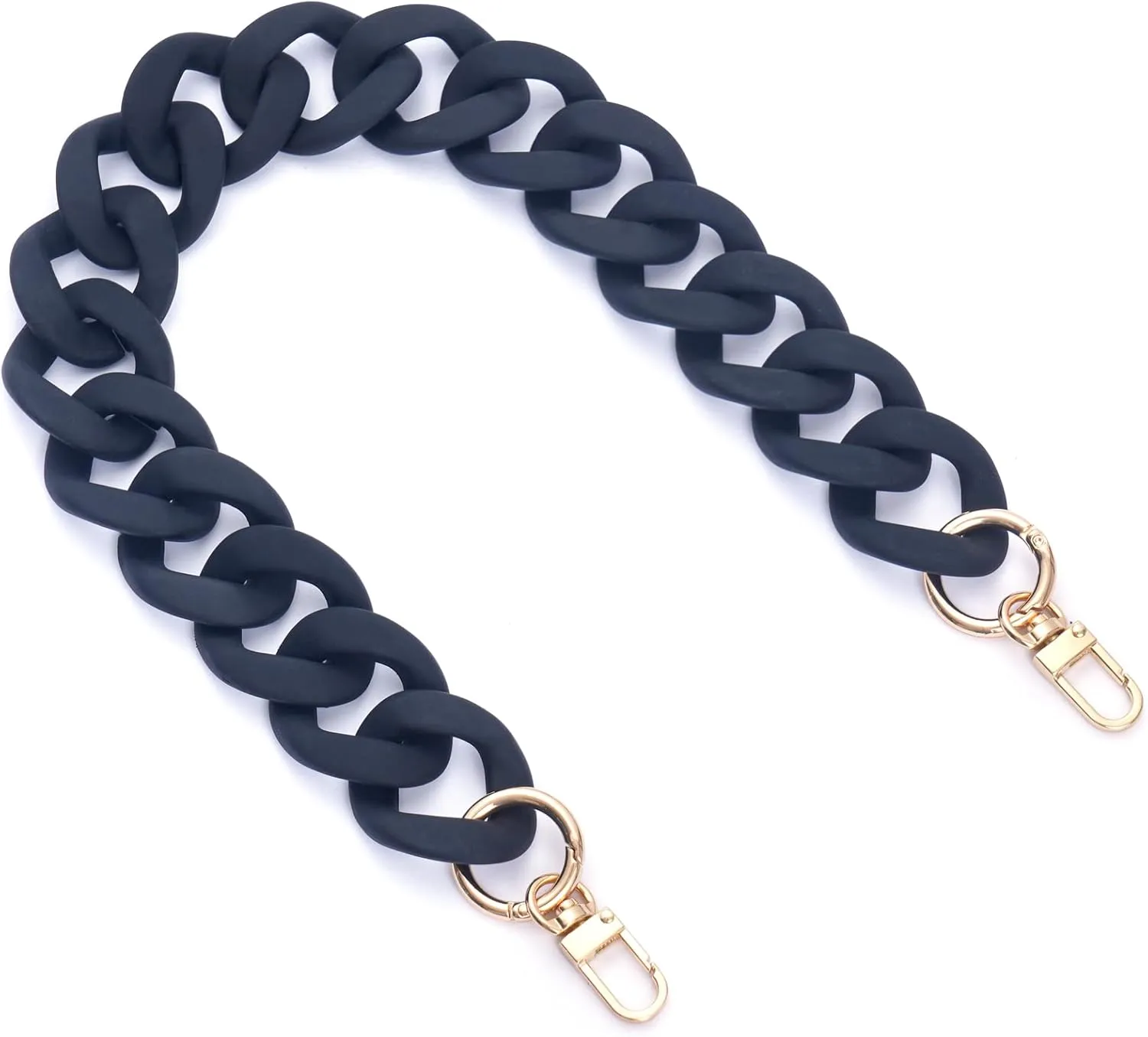 AUMEY Large Flat Chain Strap - Acrylic Luxury Handbag Strap Fashionable Replacement Purse Clutches Handles for DIY Crafts, 15.7 inch of Each … (02- Black)