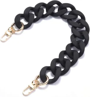 AUMEY Large Flat Chain Strap - Acrylic Luxury Handbag Strap Fashionable Replacement Purse Clutches Handles for DIY Crafts, 15.7 inch of Each … (02- Black)