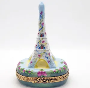 Authentic French Porcelain Hand Painted Limoges box Gorgeous Eiffel Tower Famous Paris Monument in Summer