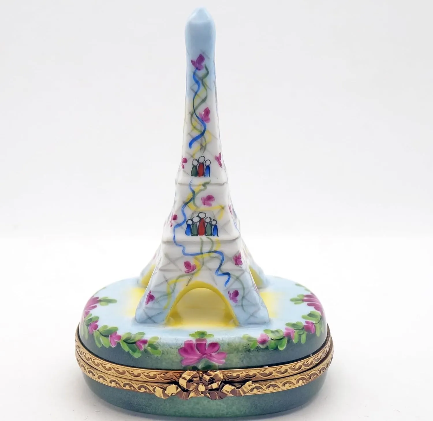 Authentic French Porcelain Hand Painted Limoges box Gorgeous Eiffel Tower Famous Paris Monument in Summer