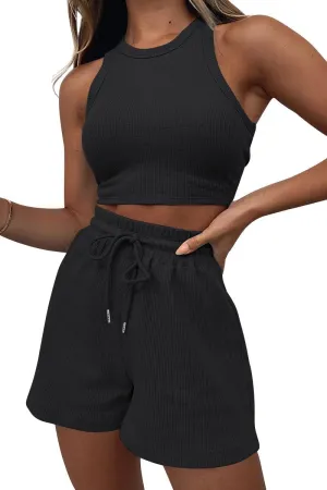 AUTOMET Womens 2 Piece Shorts Lounge Sets Two Piece Summer Workout Outfits Beach Vacation Trendy 2025 Clothes