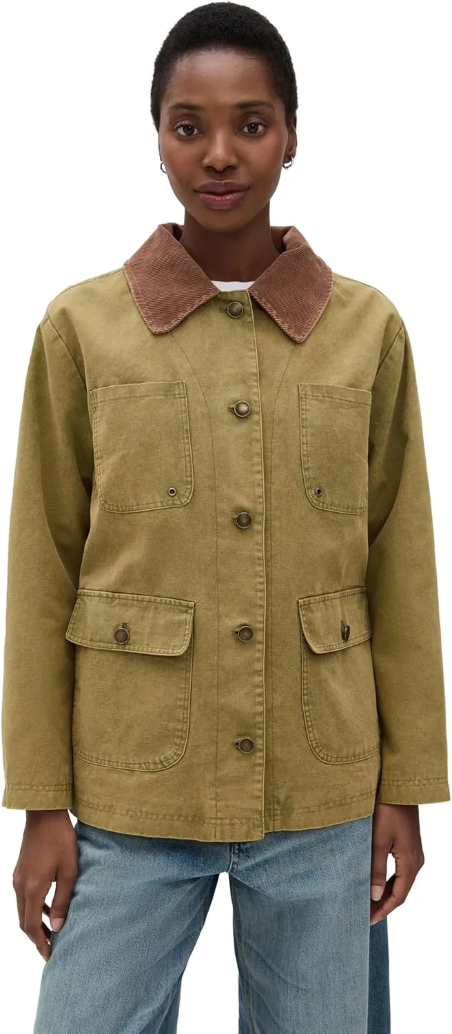 Avec Les Filles Women's Contrast Collar Barn Jacket