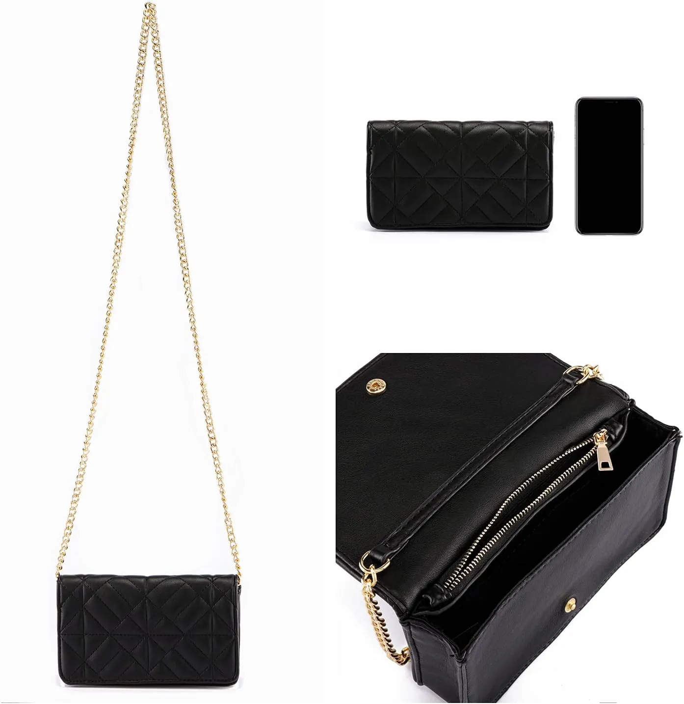 Ayliss Mini Women Crossbody Handbag Shoulder Handbags Evening Clutch Cellphone Wallet Purse PU Leather Bag with Chain