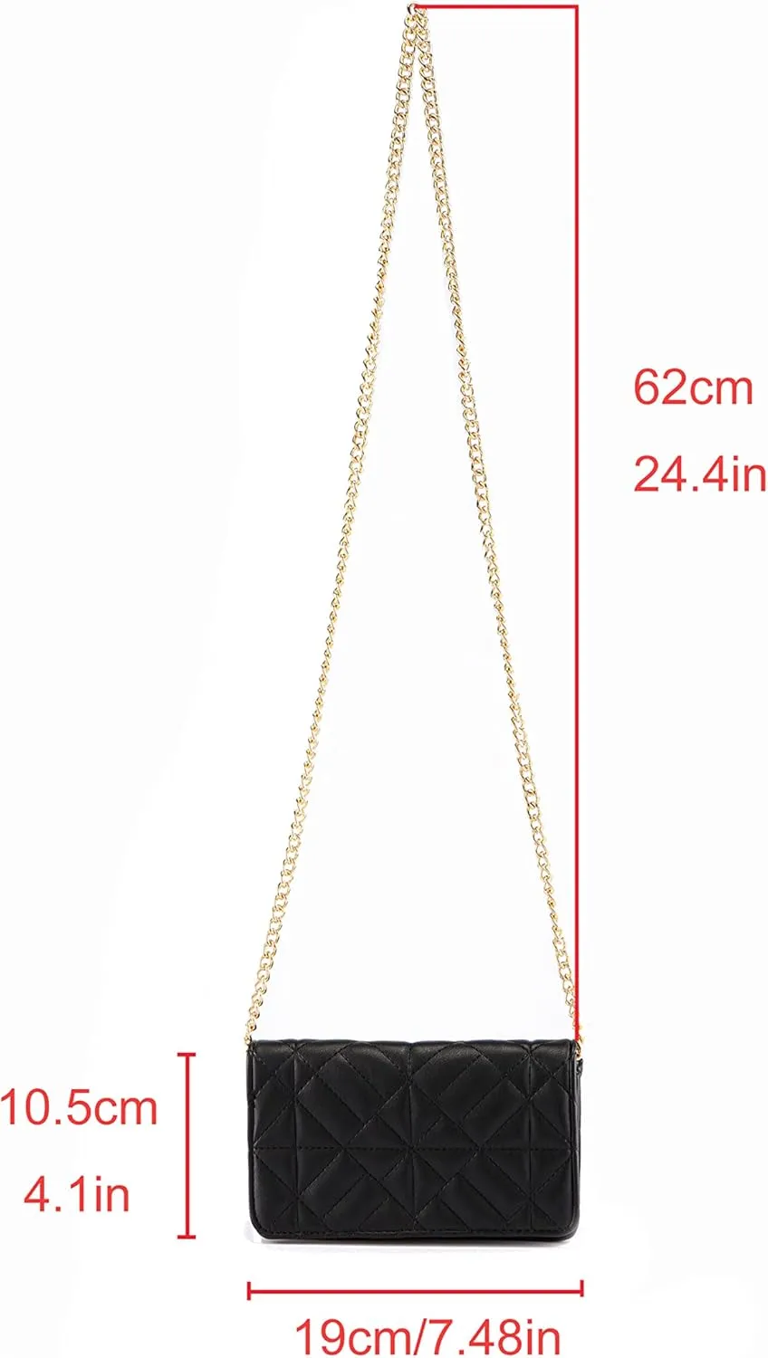 Ayliss Mini Women Crossbody Handbag Shoulder Handbags Evening Clutch Cellphone Wallet Purse PU Leather Bag with Chain