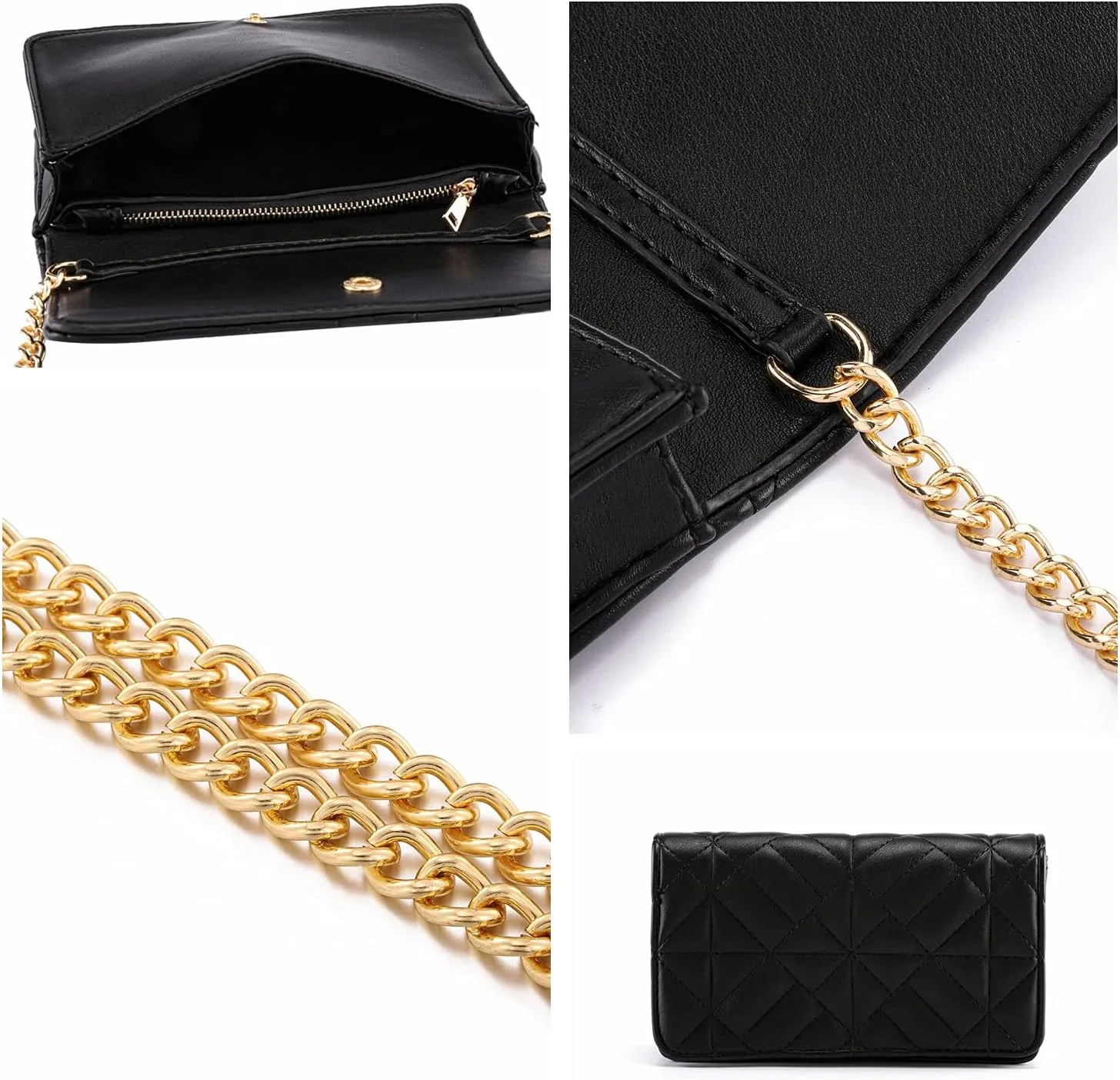 Ayliss Mini Women Crossbody Handbag Shoulder Handbags Evening Clutch Cellphone Wallet Purse PU Leather Bag with Chain
