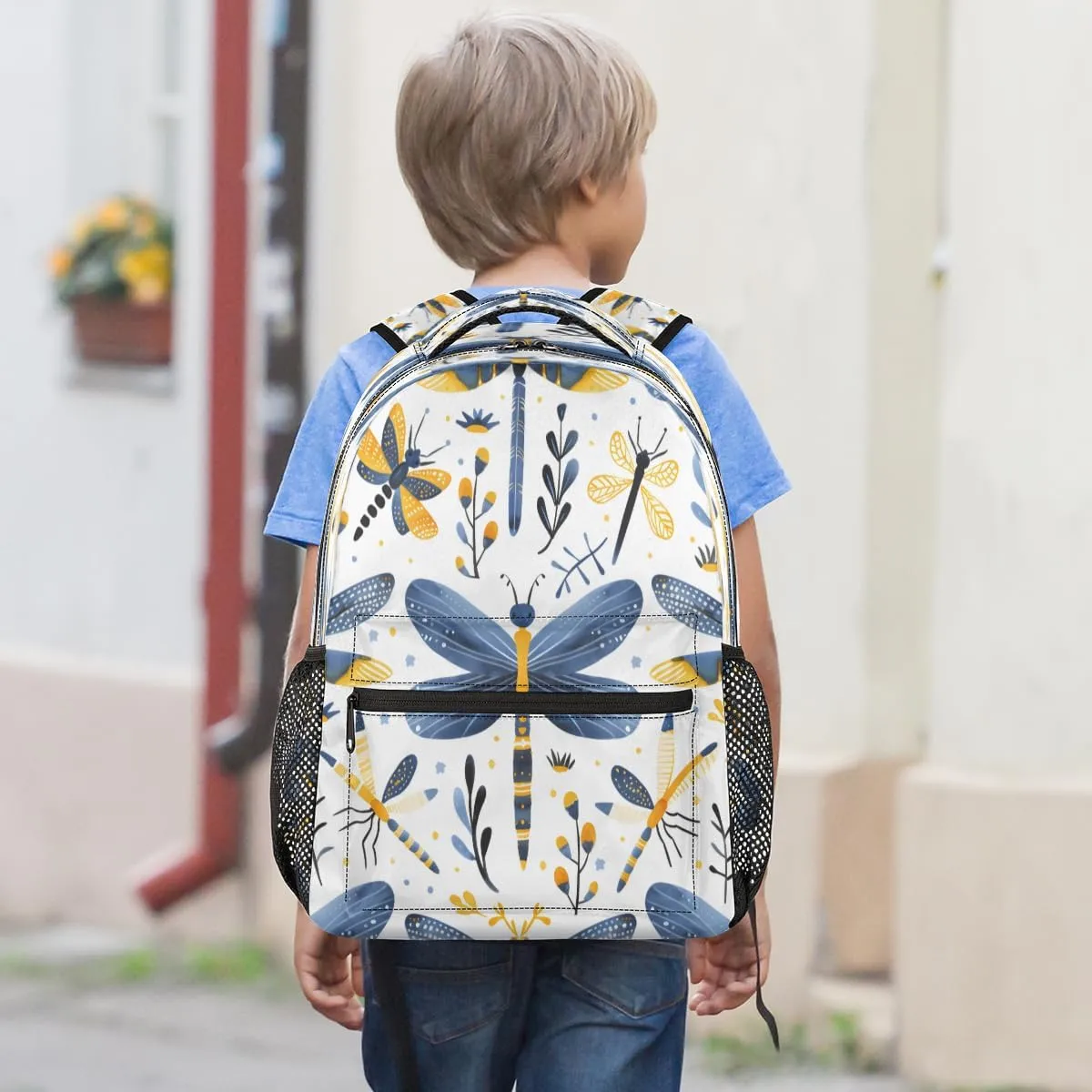 Backpack for Women Men, Waterproof Dragonfly Wildflowers Casual Back Packs, Lightweight Farmhouse Dragonfly Daypack Bags for Travel Camping Work