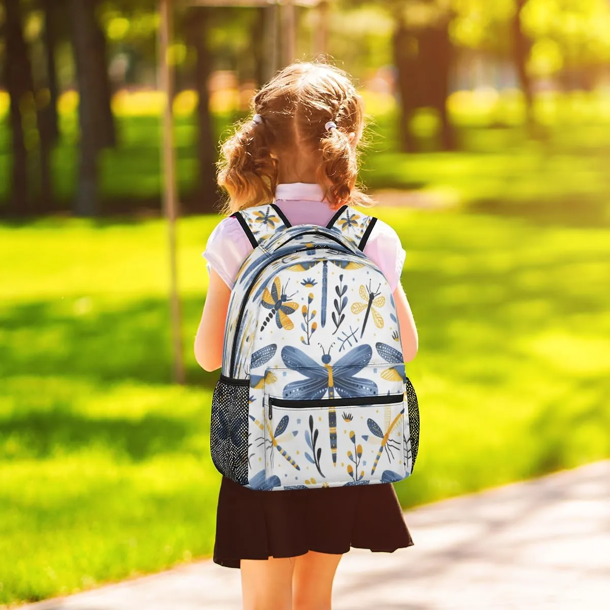 Backpack for Women Men, Waterproof Dragonfly Wildflowers Casual Back Packs, Lightweight Farmhouse Dragonfly Daypack Bags for Travel Camping Work