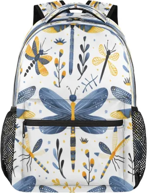 Backpack for Women Men, Waterproof Dragonfly Wildflowers Casual Back Packs, Lightweight Farmhouse Dragonfly Daypack Bags for Travel Camping Work