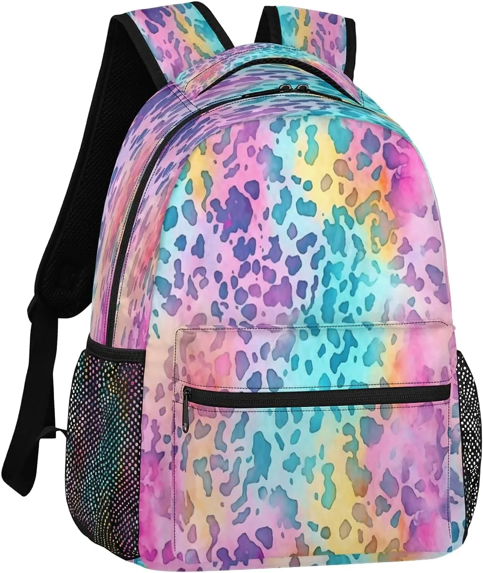 Backpack for Women Men, Waterproof Leopard Print Casual Back Packs, Lightweight Colourful Leopard Daypack Bags for Travel Camping Work