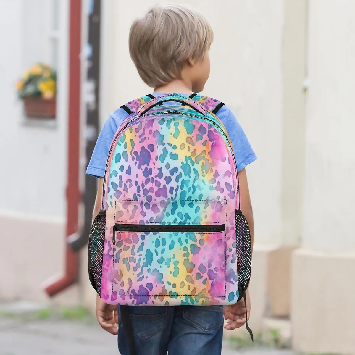 Backpack for Women Men, Waterproof Leopard Print Casual Back Packs, Lightweight Colourful Leopard Daypack Bags for Travel Camping Work