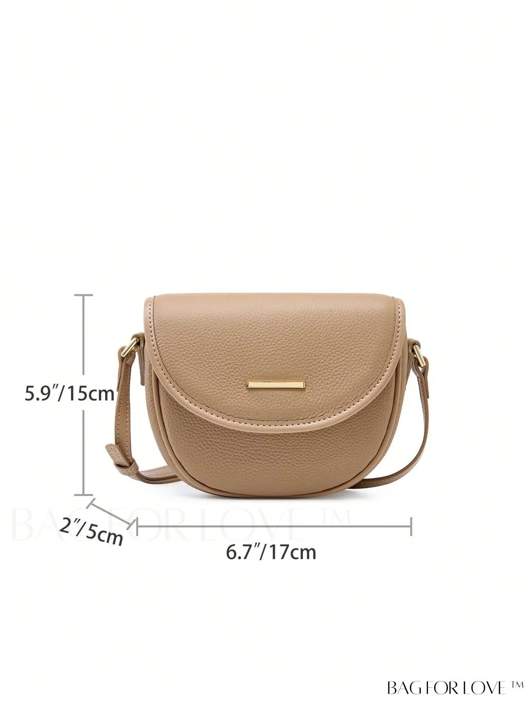 BagForLove - Embossed Genuine Leather Mini Flap Saddle Bag with Metal Decor