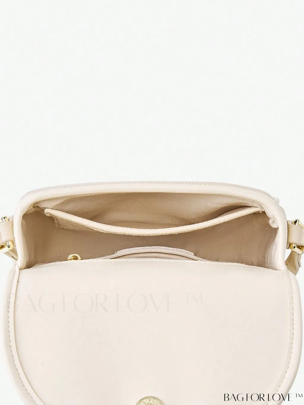 BagForLove - Embossed Genuine Leather Mini Flap Saddle Bag with Metal Decor