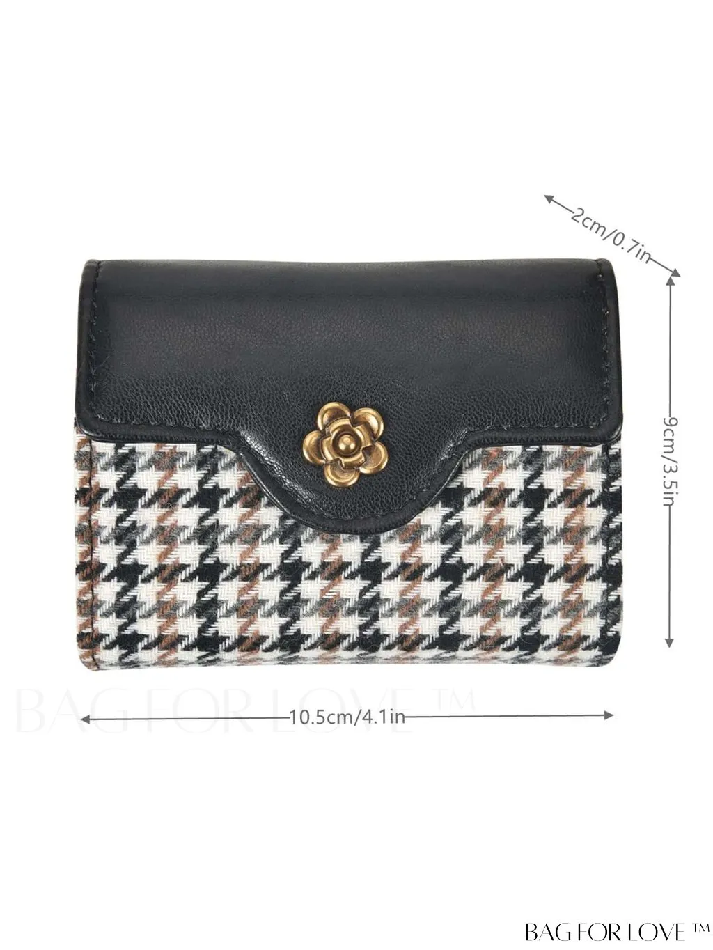 BagForLove - Houndstooth Floral PU Card Holder - Timeless Elegance and Fashionable Design