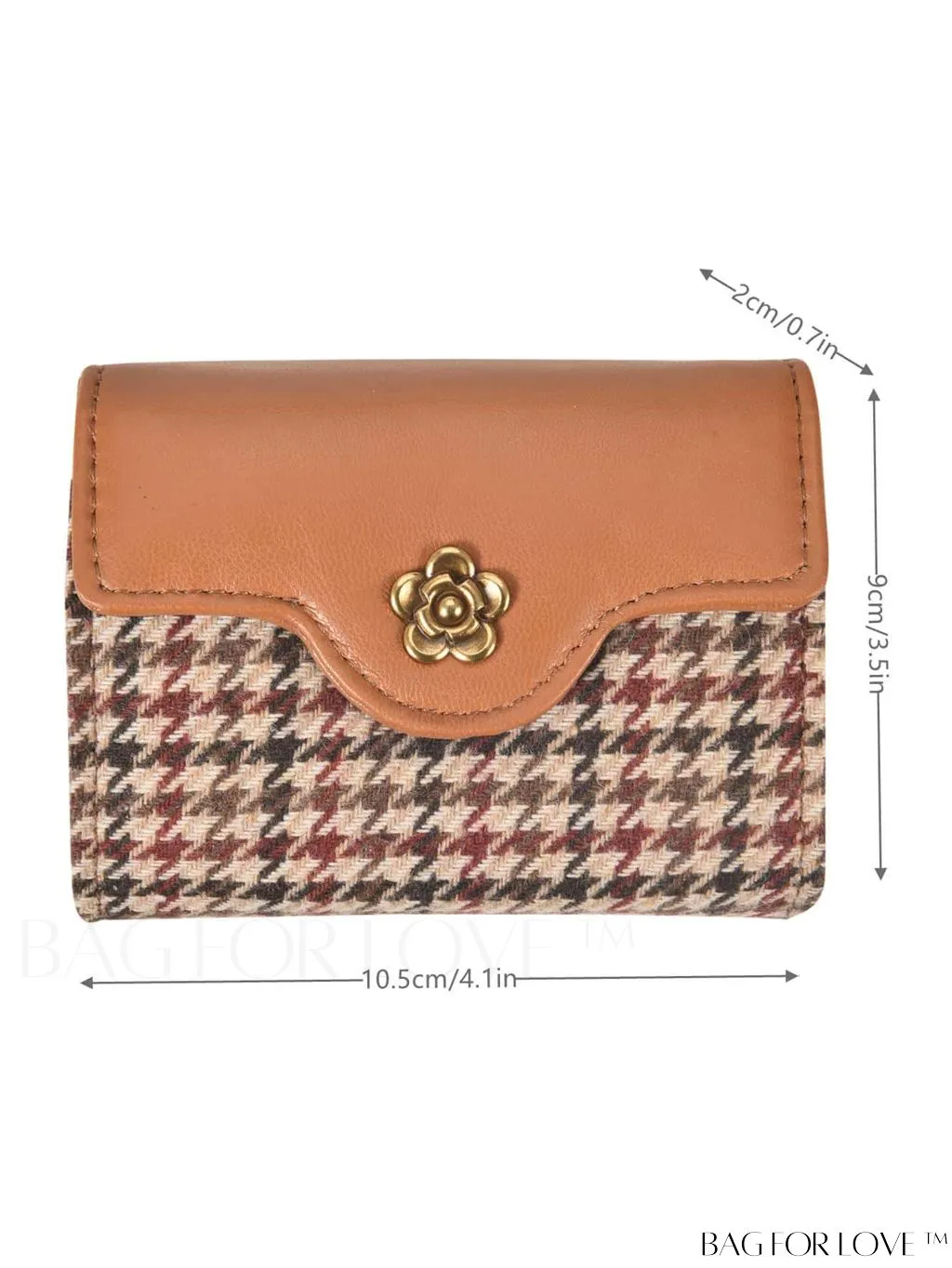 BagForLove - Houndstooth Floral PU Card Holder - Timeless Elegance and Fashionable Design