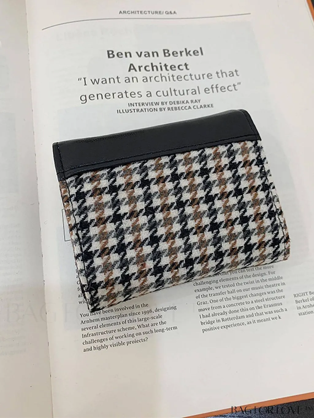 BagForLove - Houndstooth Floral PU Card Holder - Timeless Elegance and Fashionable Design