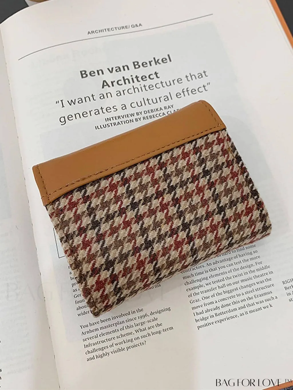 BagForLove - Houndstooth Floral PU Card Holder - Timeless Elegance and Fashionable Design