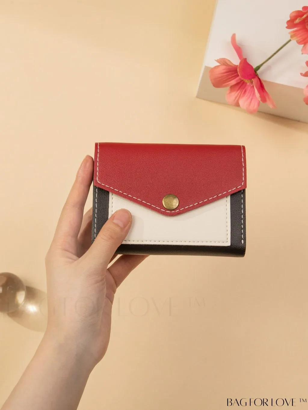 BagForLove - Stylish Color Block Tri-fold Wallet for Women