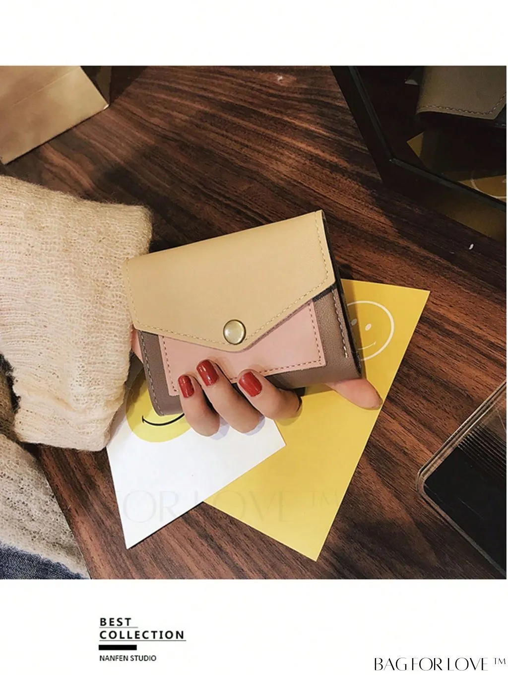 BagForLove - Stylish Color Block Tri-fold Wallet for Women
