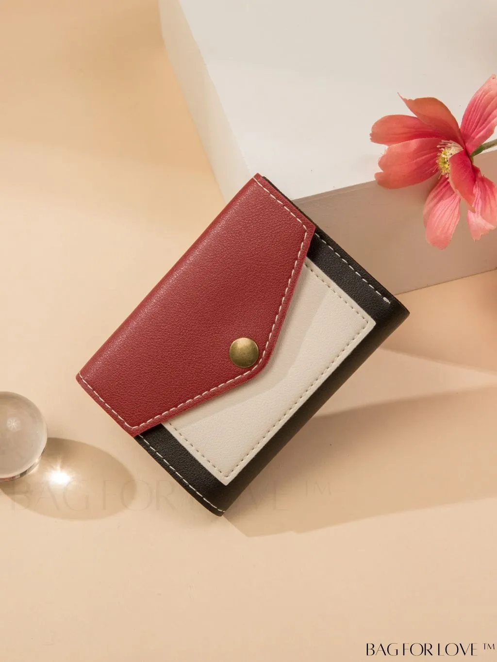 BagForLove - Stylish Color Block Tri-fold Wallet for Women