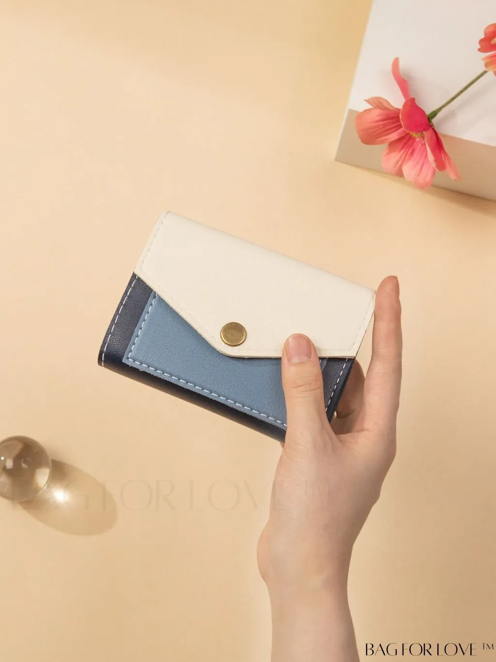 BagForLove - Stylish Color Block Tri-fold Wallet for Women