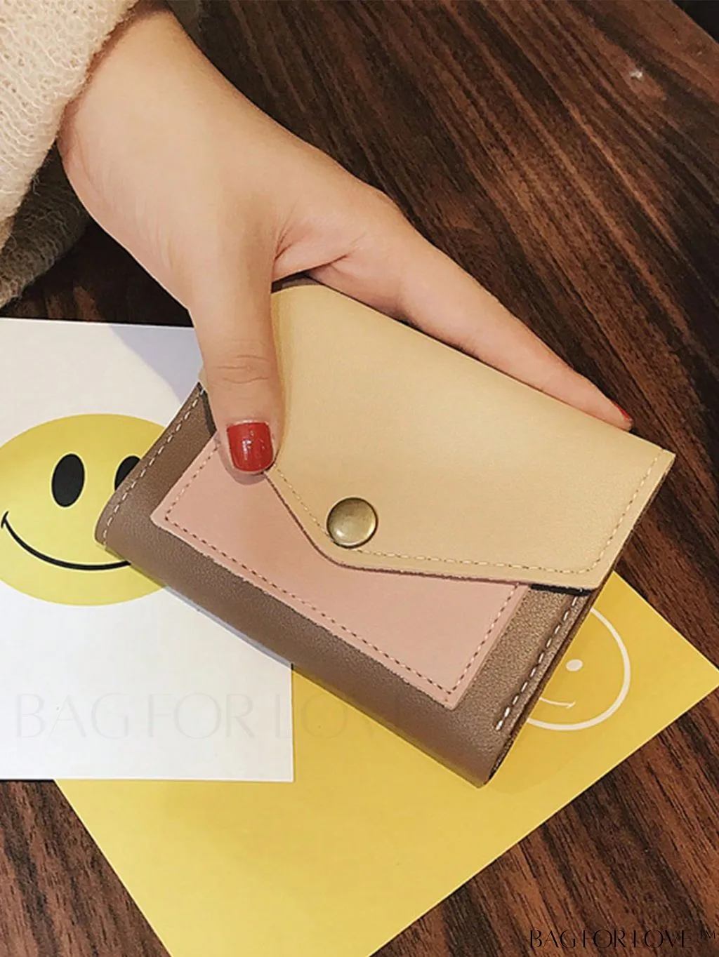 BagForLove - Stylish Color Block Tri-fold Wallet for Women