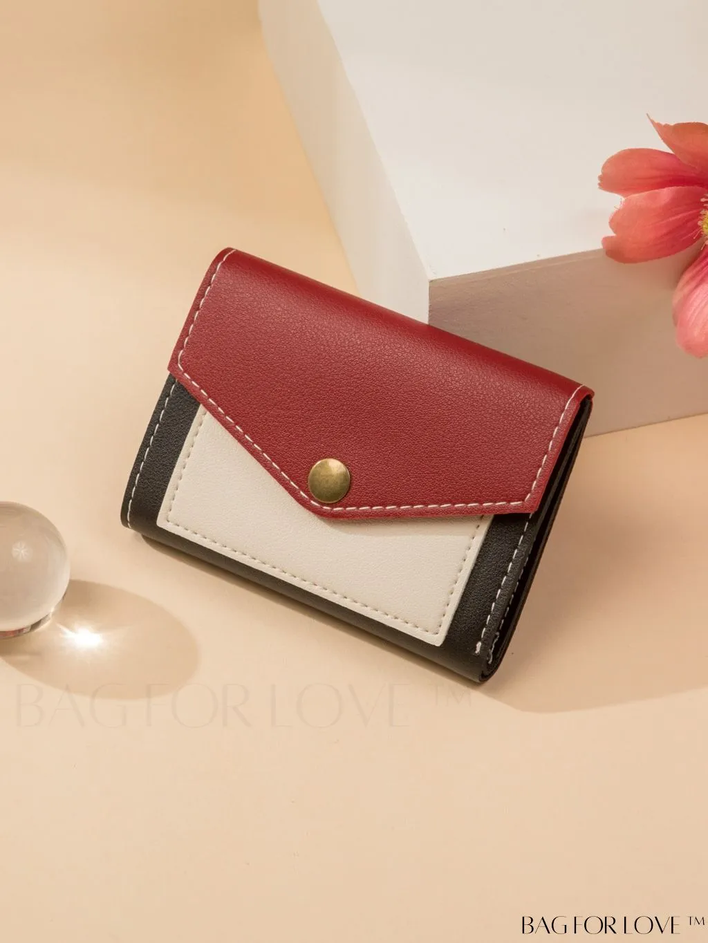 BagForLove - Stylish Color Block Tri-fold Wallet for Women