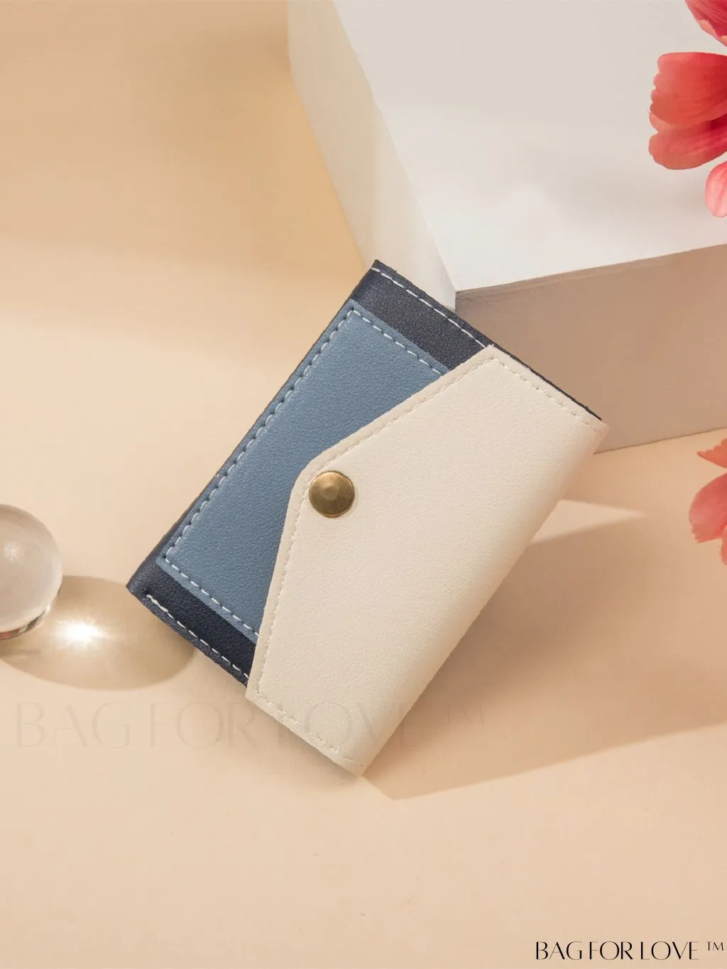 BagForLove - Stylish Color Block Tri-fold Wallet for Women
