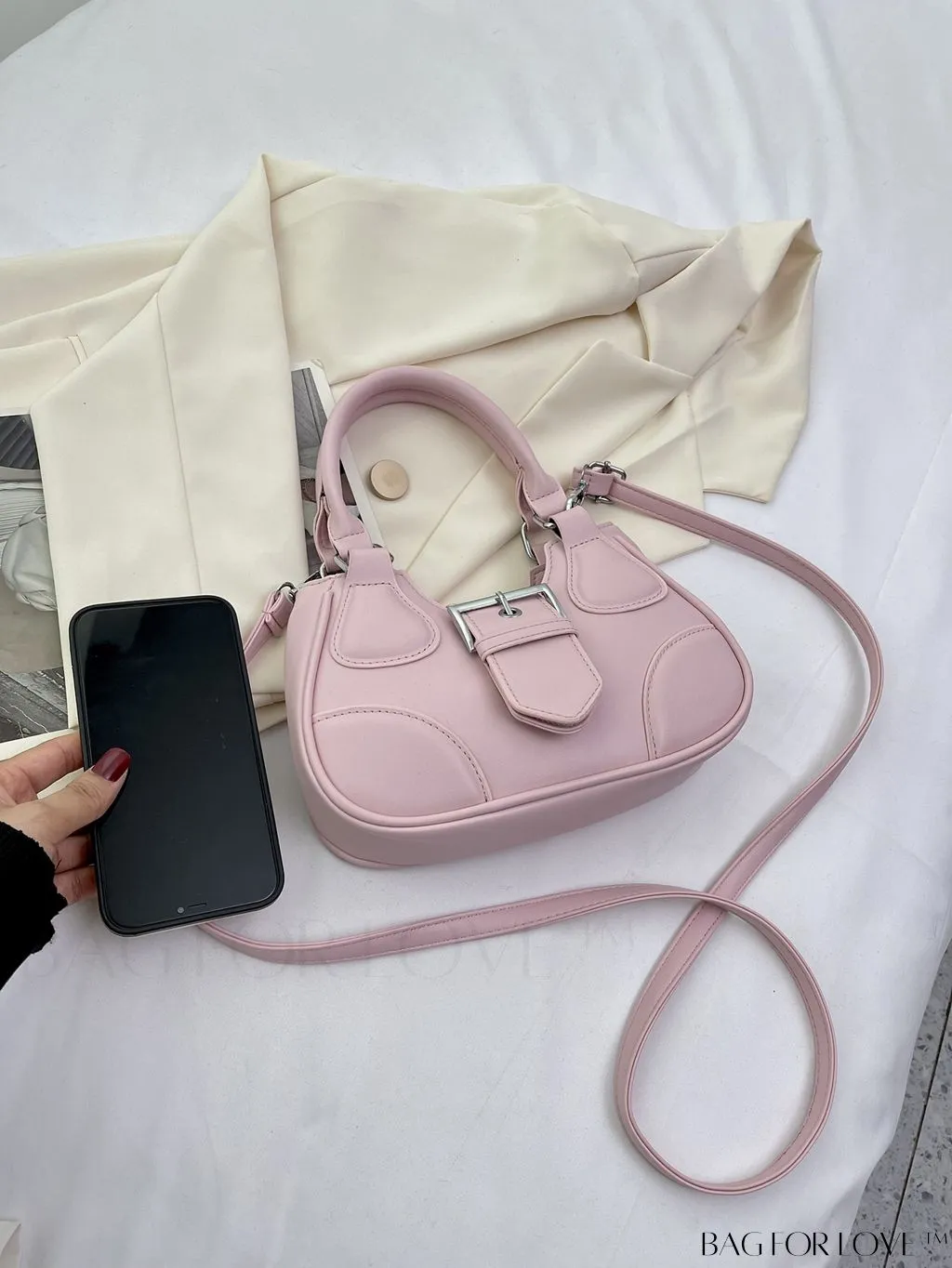 BagForLove - Stylish Handbag with Metallic Decor and Adjustable Shoulder Strap - Latest in Fashion