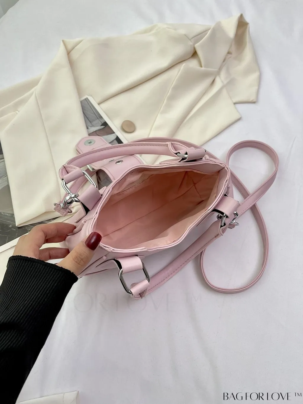 BagForLove - Stylish Handbag with Metallic Decor and Adjustable Shoulder Strap - Latest in Fashion