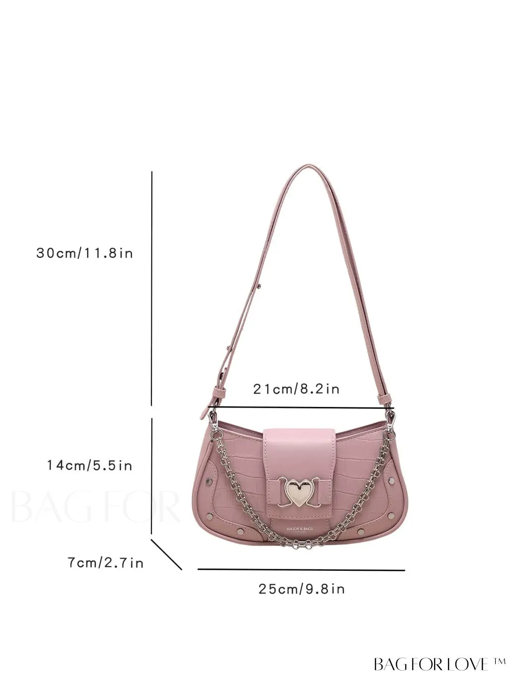 BagForLove - Stylish Underarm Bag with Crocodile Pattern and Letter Print