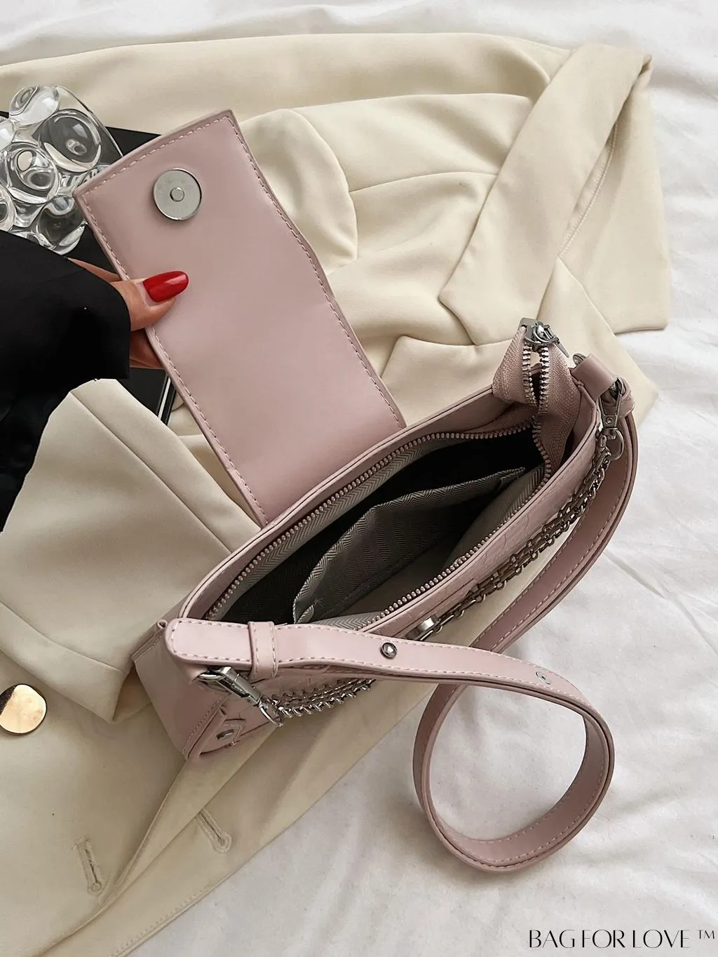 BagForLove - Stylish Underarm Bag with Crocodile Pattern and Letter Print