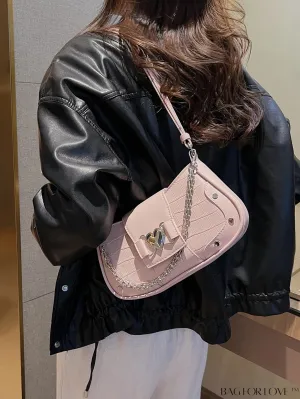 BagForLove - Stylish Underarm Bag with Crocodile Pattern and Letter Print