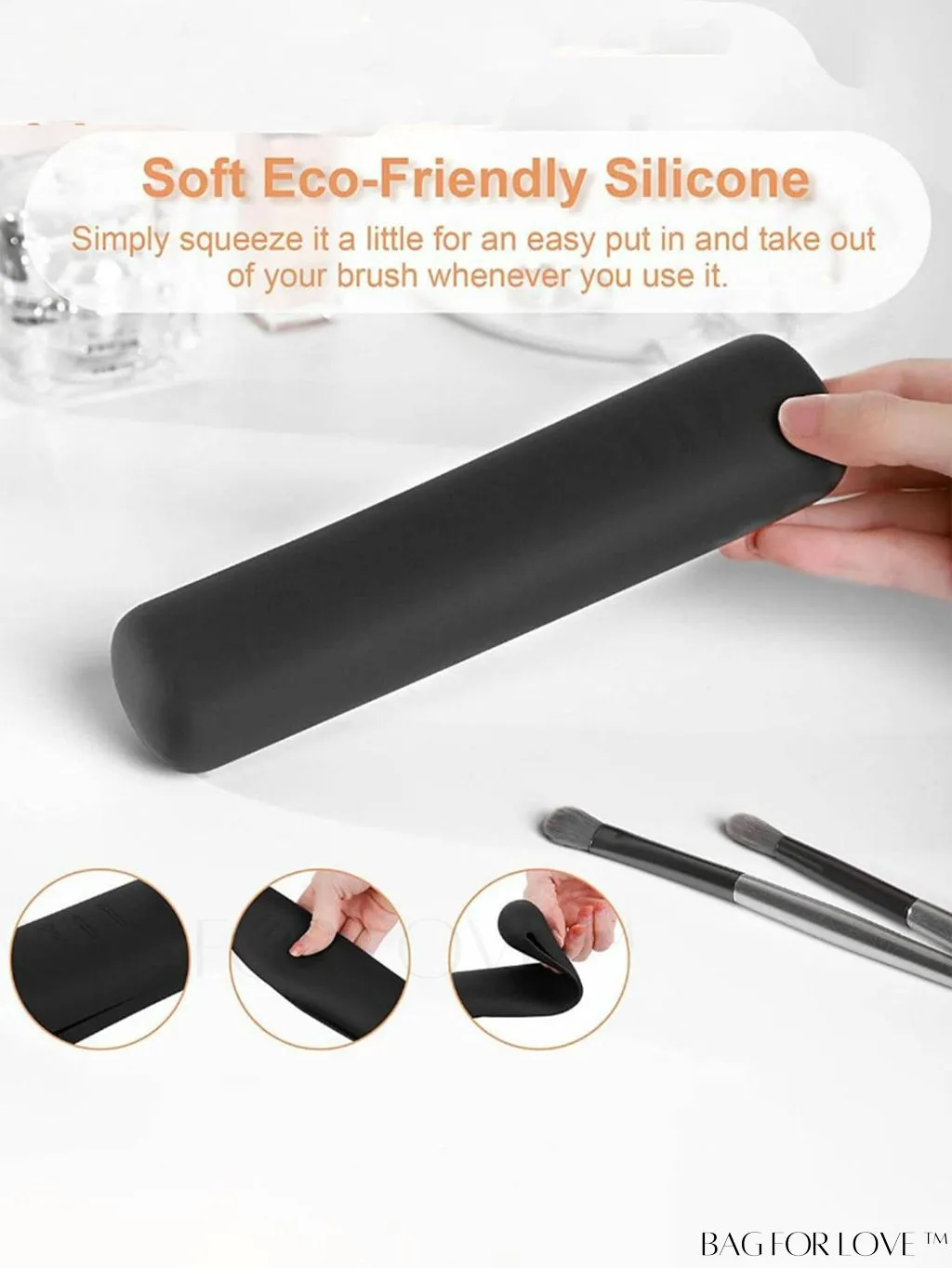 BagForLove - Travel Brush Holder: Silicone Organizer for Soft & Stylish Makeup Brushes